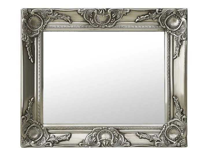 vidaXL Lustro ścienne w stylu barokowym, 50x40 cm, srebrne Prostokątne Kolor Srebrny