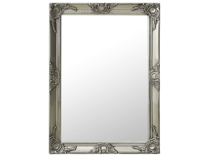 vidaXL Lustro ścienne w stylu barokowym, 60x80 cm, srebrne Prostokątne Styl Tradycyjny