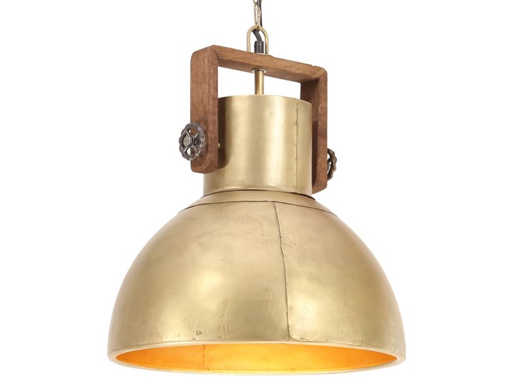 vidaXL Industrialna lampa wisząca, 25 W, mosiężna, okrągła, 40 cm, E27 Mosiądz Pomieszczenie Salon Metal Drewno Lampa z kloszem Styl Rustykalny