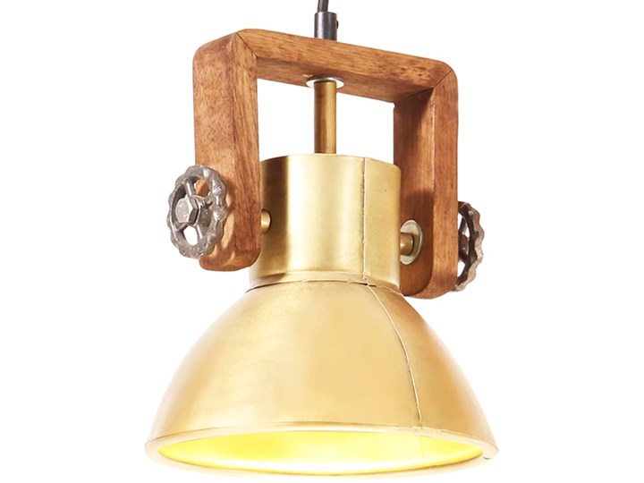 vidaXL Industrialna lampa wisząca, 25 W, mosiężna, okrągła, 19 cm, E27 Styl Industrialny Drewno Metal Mosiądz Lampa z kloszem Kategoria Lampy wiszące