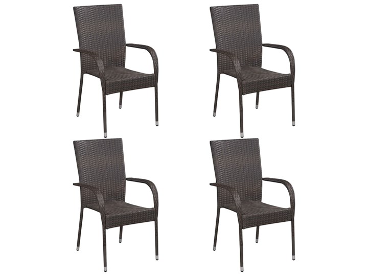 vidaXL Sztaplowane krzesła ogrodowe, 4 szt., polirattan, brązowe Krzesło z podłokietnikami Metal Styl Nowoczesny