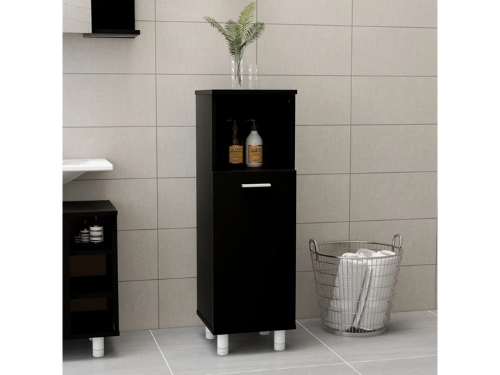 vidaXL Szafka łazienkowa, czarna, 30x30x95 cm, płyta wiórowa Płyta stolarska Szafki Głębokość 30 cm Stojące Szerokość 30 cm Płyta MDF Rodzaj frontu Drzwiczki