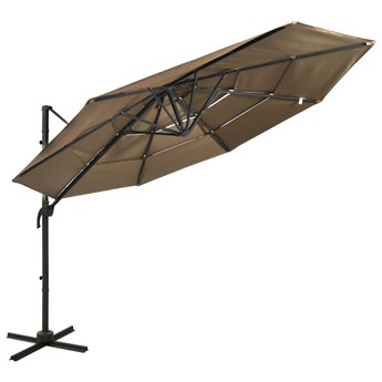 vidaXL 4-poziomowy parasol na aluminiowym słupku, taupe, 3x3 m