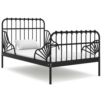 vidaXL Przedłużana rama łóżka, czarna, metalowa, 80x130/200 cm