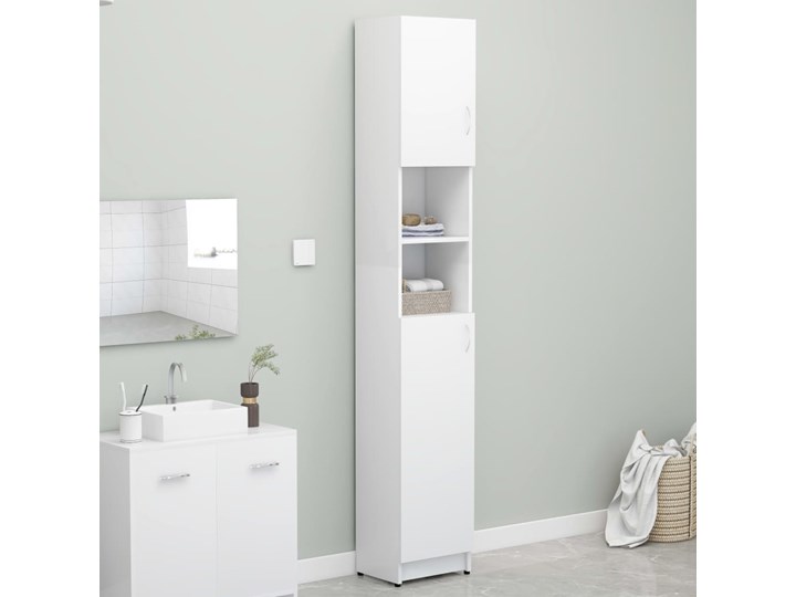 vidaXL Szafka łazienkowa, biała, 32x25,5x190 cm, płyta wiórowa Szafki Rodzaj frontu Drzwiczki Szerokość 32 cm Głębokość 26 cm Płyta stolarska Płyta MDF Głębokość 25 cm Kolor Biały