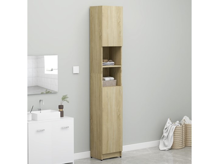 vidaXL Szafka łazienkowa, dąb sonoma, 32x25,5x190 cm, płyta wiórowa Drewno Szerokość 32 cm Głębokość 25 cm Płyta stolarska Głębokość 26 cm Płyta MDF Stojące Szafki Kategoria Szafki stojące