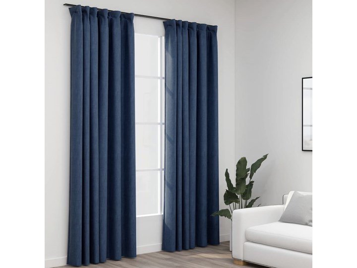 vidaXL Zasłony stylizowane na lniane, 2 szt., niebieskie, 140x225 cm Zasłona zaciemniająca Typ Zasłony gotowe Len Poliester Pomieszczenie Sypialnia