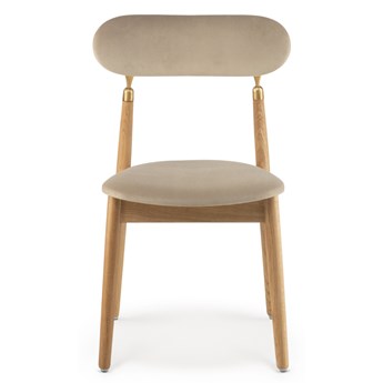 Krzesło 7.1 Chair, natural oiled oak frame, beige Textum Avelina velour fabric