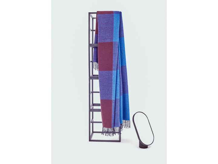 100% Merino Wool Blend Throw Blue/Black, tre Wełna Pled Koc Pomieszczenie Pokój nastolatka