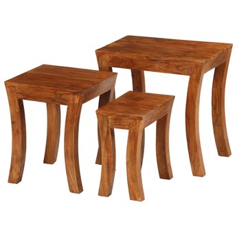 vidaXL 3 stoliki wsuwane pod siebie, drewno akacjowe, 50x35x50cm, brąz