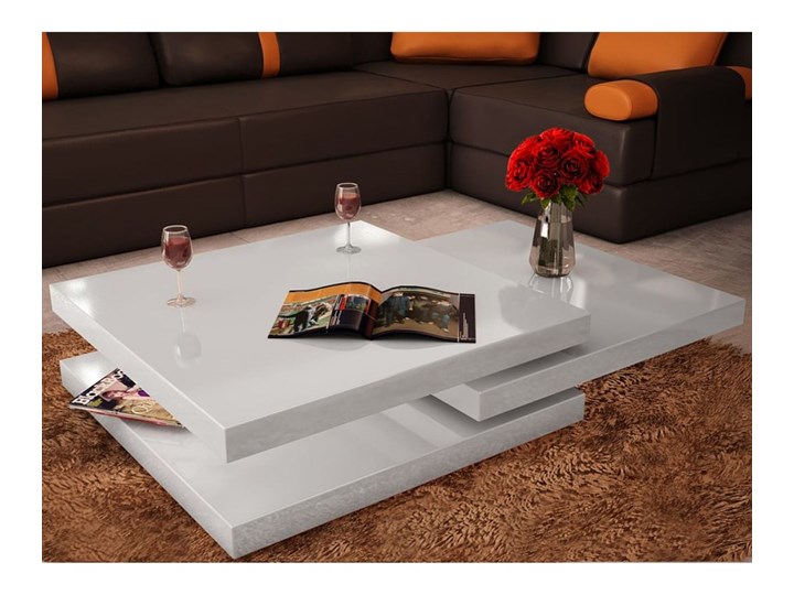 vidaXL 3-poziomowy stolik o wysokim połysku, biały Płyta MDF Rodzaj nóg Bez nóg Wysokość 31 cm Kształt blatu Kwadratowe