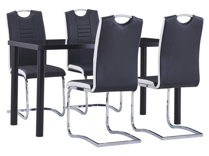 vidaXL 5-częściowy zestaw jadalniany, obity sztuczną skórą, czarny Kategoria Stoły z krzesłami