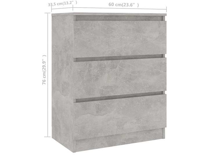 vidaXL Szafka, szarość betonu, 60x35x76 cm, materiał drewnopochodny Szerokość 60 cm Z szufladami Głębokość 35 cm Płyta MDF Pomieszczenie Sypialnia