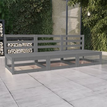 vidaXL 3-osobowa sofa ogrodowa, szara, lite drewno sosnowe