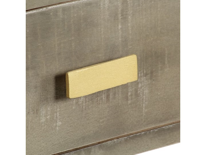 vidaXL Stolik konsola, lite drewno mango, szaro-mosiężny, 110x35x76cm Wysokość 76 cm Szerokość 110 cm Kolor Złoty Głębokość 35 cm Z szufladą Stal nierdzewna Pomieszczenie Przedpokój