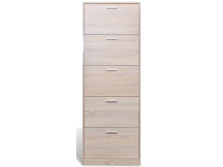 vidaXL Biała drewniana szafka na buty, w kolorze dębuz 5 przegrodami Wysokość 169 cm Metal Szerokość 59 cm Płyta laminowana Głębokość 17 cm Płyta meblowa Tworzywo sztuczne Płyta MDF Drewno Kolor Beżowy