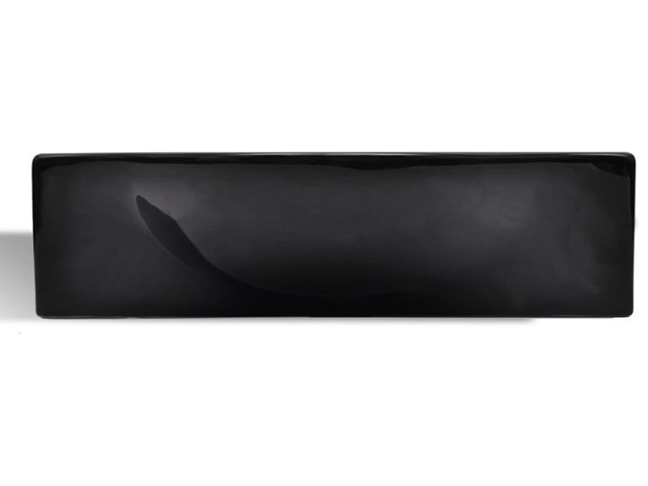 vidaXL Ceramiczna umywalka z otworem na kran, czarna Ceramika Szerokość 45 cm Podwieszane Stal Półokrągłe Kolor Czarny