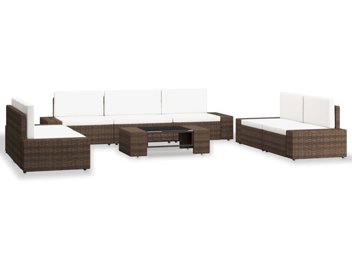 vidaXL 8-cz. zestaw wypoczynkowy do ogrodu, rattan PE, brązowy Stal Tworzywo sztuczne Technorattan Zestawy kawowe Liczba miejsc Siedmioosobowy Zestawy modułowe Zestawy wypoczynkowe Kolor Biały