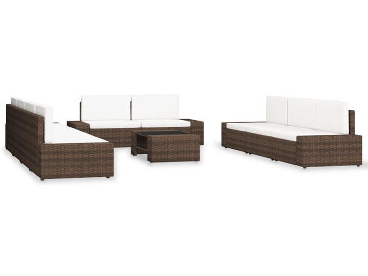 vidaXL 10-cz. zestaw wypoczynkowy do ogrodu, rattan PE, brązowy Zawartość zestawu Sofa Zestawy wypoczynkowe Zestawy kawowe Stal Tworzywo sztuczne Zestawy modułowe Technorattan Kategoria Zestawy mebli ogrodowych