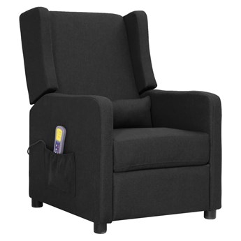 vidaXL Rozkładany fotel masujący, czarny, obity tkaniną