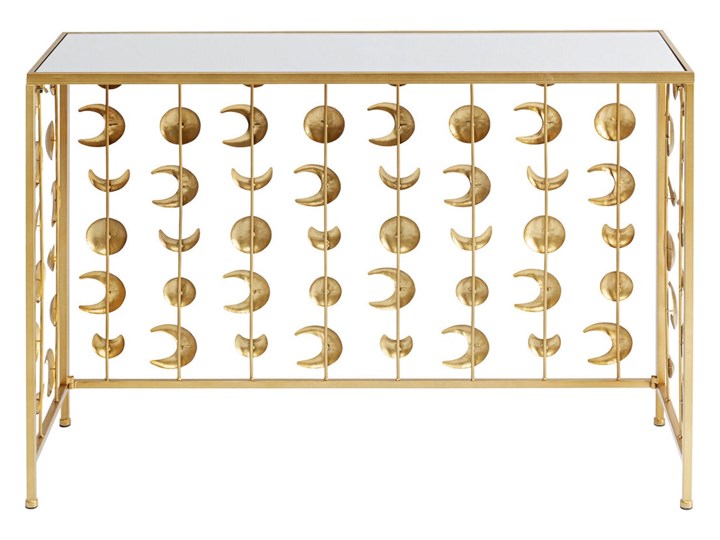 Konsola Moons 107x36 cm złota - blat lustrzany Kolor Złoty Kategoria Konsole