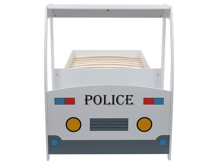 vidaXL Łóżko dziecięce samochód policyjny, materac, 90x200 cm, H3 Kolor Biały Pojazdy Kategoria Łóżka dla dzieci