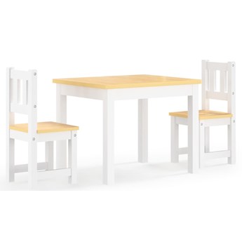 vidaXL 3-cz. zestaw dziecięcy, stolik i krzesła, biało-beżowy, MDF