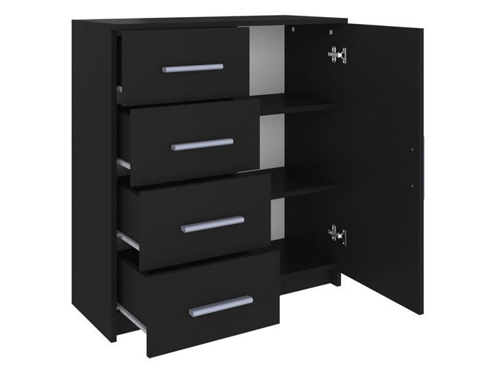 vidaXL Komoda, czarna, 79x35x88 cm, płyta wiórowa Płyta MDF Kolor Czarny Głębokość 35 cm Szerokość 79 cm Kategoria Komody