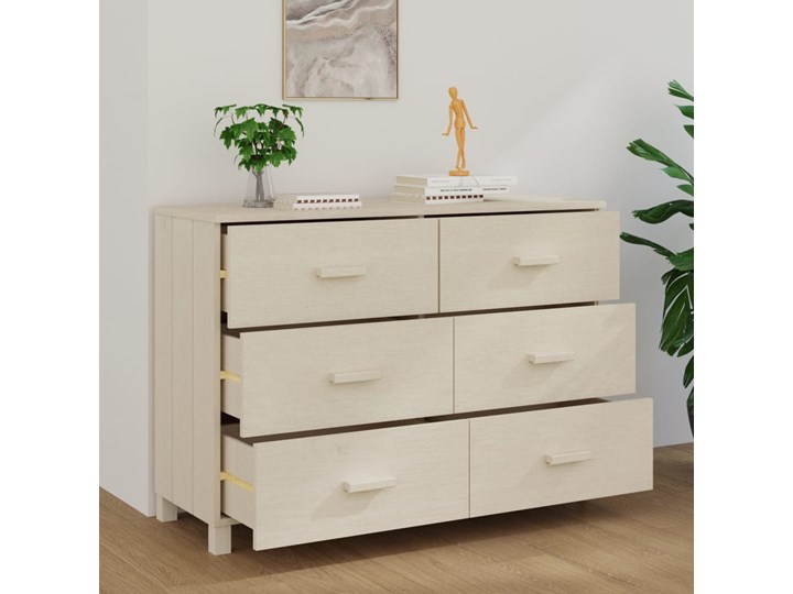 vidaXL Komoda, miodowy brąz, 113x40x80 cm, lite drewno sosnowe Głębokość 40 cm Szerokość 113 cm Płyta MDF Kolor Beżowy Szerokość 105 cm Z szufladami Pomieszczenie Sypialnia