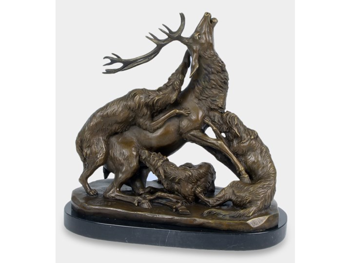 Polowanie na Jelenia Rzeźba z Brązu Marmur Zwierzęta Kategoria Figury i rzeźby