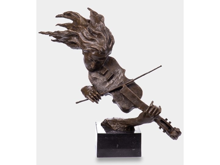 Modernistyczna Skrzypaczka Rzeźba z Brązu Marmur Kategoria Figury i rzeźby