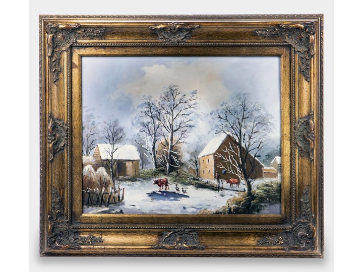 Obraz Gospodarstwo Wiejskie Zimą Kategoria Obrazy Kolor Brązowy