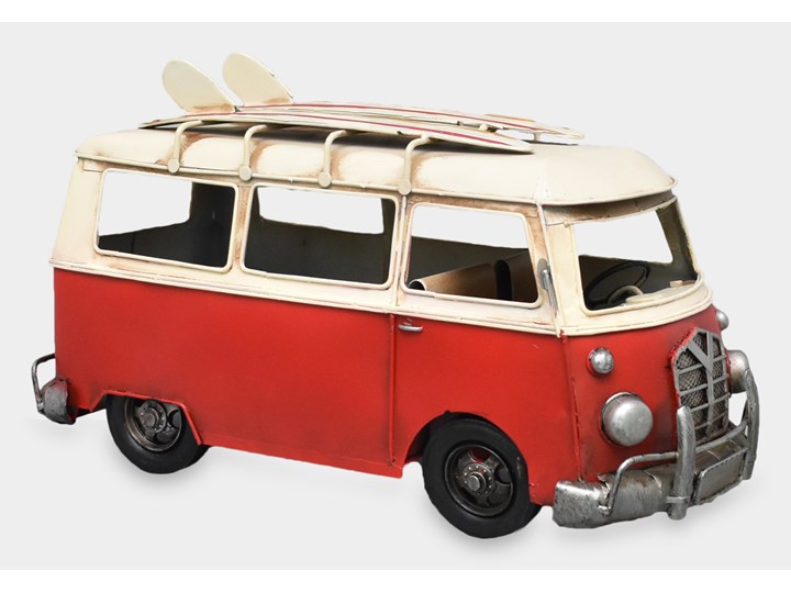 Duży Surf Bus Van California Model Metalowy Drewno Kategoria Figury i rzeźby Kolor Czerwony