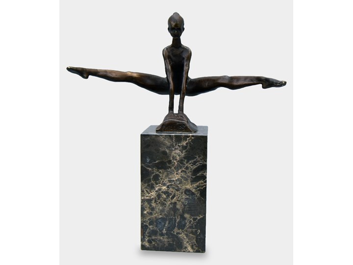 Gimnastyczka w Szpagacie Minimalistyczna Rzeźba Brązu