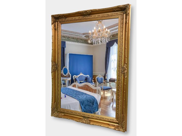 Lustro Pałacowe Prostokątne Elegancka Złota Rama