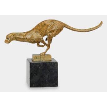 Biegnący Jaguar Modernistyczna Rzeźba z Brązu Patyna