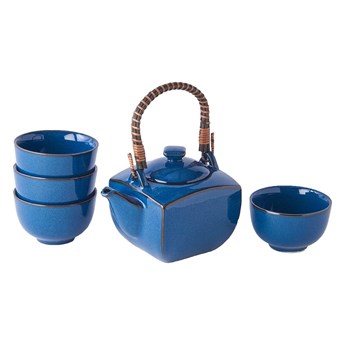 5-częściowy niebieski zestaw do herbaty z ceramiki MIJ