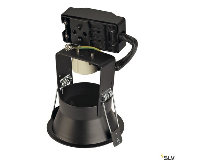 HORN 1, lampa wpuszczana, QPAR51, jednopunktowa, okrągła, kolor czarny, maks. 50W, ze sprężynami zaciskowymi Oprawa wpuszczana Okrągłe Oprawa stropowa Oprawa ruchoma Kategoria Oprawy oświetleniowe
