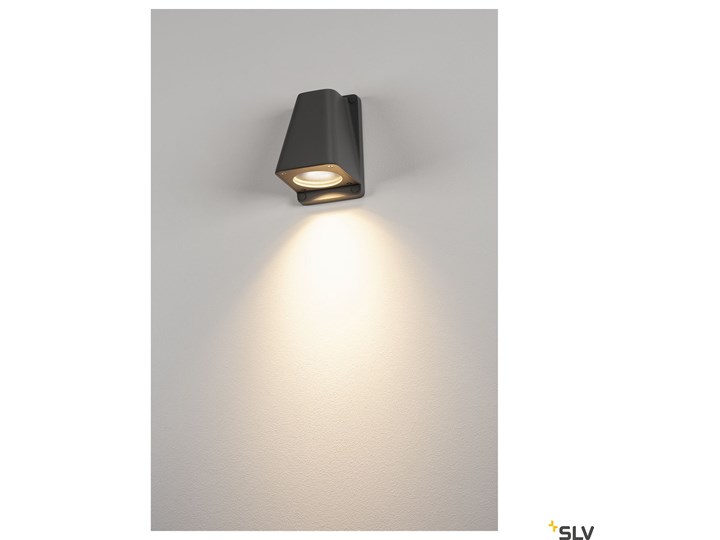 WALLYX, lampa ścienna, QPAR51 IP44, antracytowa, maks. 50W Kinkiet ogrodowy Kolor Czarny