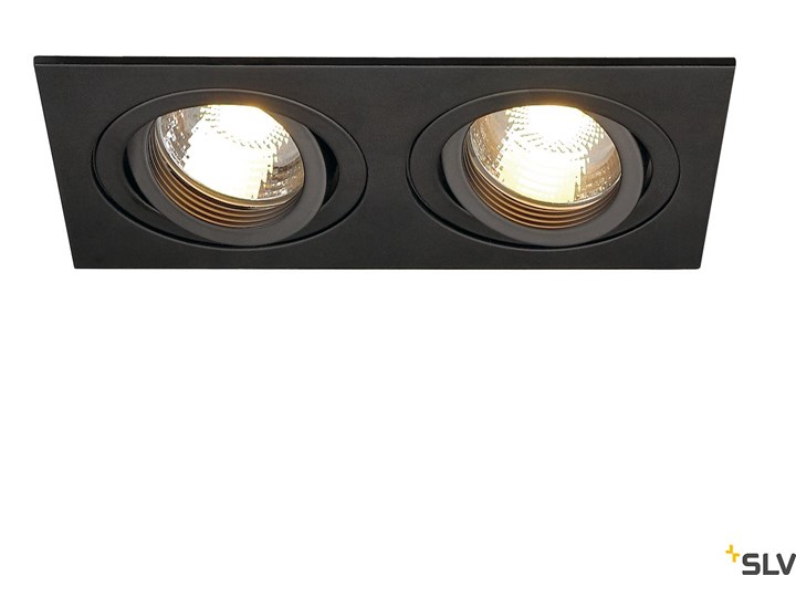 NEW TRIA 2, lampa wpuszczana, dwupunktowa, QPAR51, prostokątna, kolor czarny, maks. 100W, ze sprężynami zaciskowymi Prostokątne Oprawa stropowa Oprawa wpuszczana Oprawa halogenowa Kwadratowe Kategoria Oprawy oświetleniowe