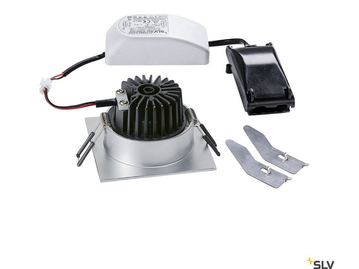 NEW TRIA 68, lampa wpuszczana, LED, 3000K, kwadratowa, szczotkowane aluminium, 38°, 12W, z zasilaczem i sprężynami zaciskowymi Oprawa stropowa Kwadratowe Oprawa led Oprawa wpuszczana Okrągłe Kategoria Oprawy oświetleniowe