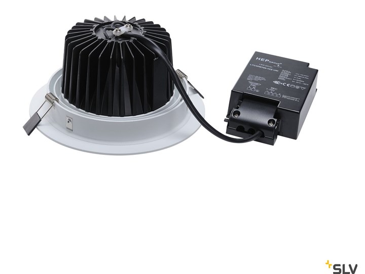 NEW TRIA 1 SET, lampa wpuszczana, jednopunktowa, LED, 2700K, okrągła, biała, 30°, 29W, z zasilaczem i sprężynami zaciskowymi Oprawa wpuszczana Kwadratowe Oprawa stropowa Okrągłe Oprawa led Kolor Biały
