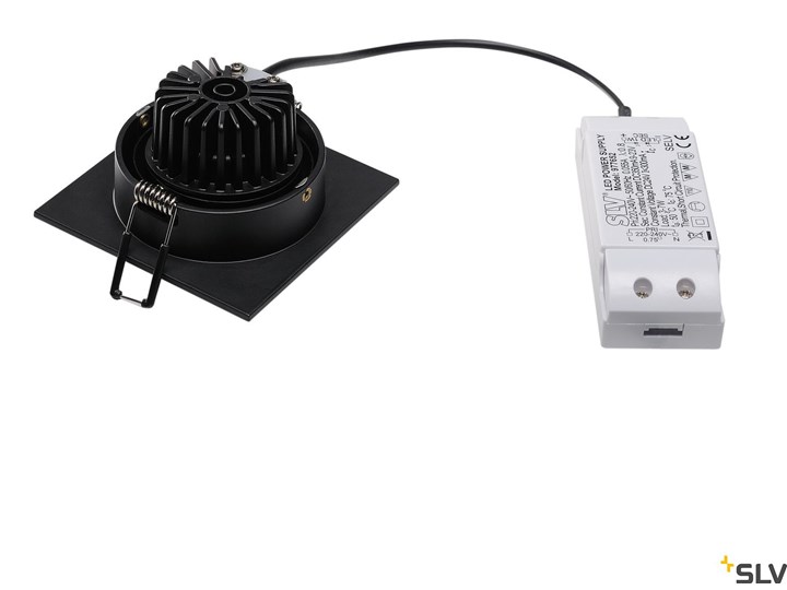NEW TRIA 1 SET, lampa wpuszczana, jednopunktowa, LED, 2700K, kwadratowa, czarna matowa, 38°, 9,1W, z zasilaczem i sprężynami zaciskowymi Oprawa wpuszczana Oprawa stropowa Okrągłe Kwadratowe Oprawa led Kolor Czarny