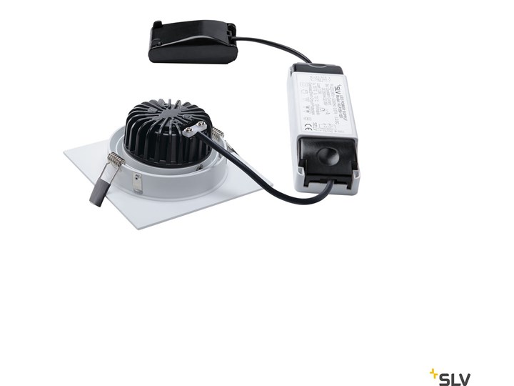 NEW TRIA 1 SET, lampa wpuszczana, jednopunktowa, LED, 2700K, kwadratowa, biała, 38°, 16W, z zasilaczem i sprężynami zaciskowymi Kolor Biały Oprawa stropowa Kwadratowe Okrągłe Oprawa led Oprawa wpuszczana Kategoria Oprawy oświetleniowe
