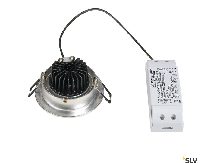 NEW TRIA 1 SET, lampa wpuszczana, jednopunktowa, LED, 2700K, okrągła, szczotkowane aluminium, 38°, 9,1W, z zasilaczem i sprężynami zaciskowymi Okrągłe Oprawa stropowa Oprawa led Kwadratowe Oprawa wpuszczana Kategoria Oprawy oświetleniowe