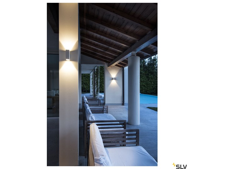 QUAD 2 XL, lampa ścienna, LED, 3000K, IP44, kwadratowa, up/down, biała, 3,2W Lampa LED Kinkiet ogrodowy Kolor Biały