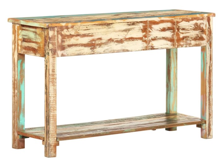 vidaXL Stolik typu konsola, 120x40x75 cm, lite drewno z odzysku Głębokość 40 cm Z szufladą Sosna Z półką Szerokość 120 cm Rodzaj nóg Nogi proste