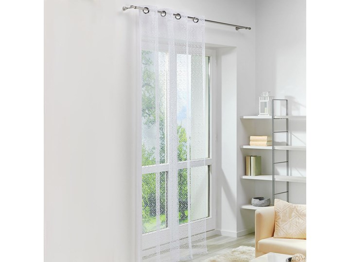 Firana REDA z kółkami 140x245 cm - Homla Poliester 245x140 cm Wzór Gładkie Kolor Biały