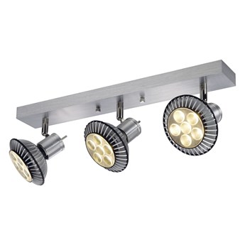 ASTO 3, lampa ścienna i sufitowa, trzypunktowa, QPAR51, szczotkowane aluminium, maks. 225 W