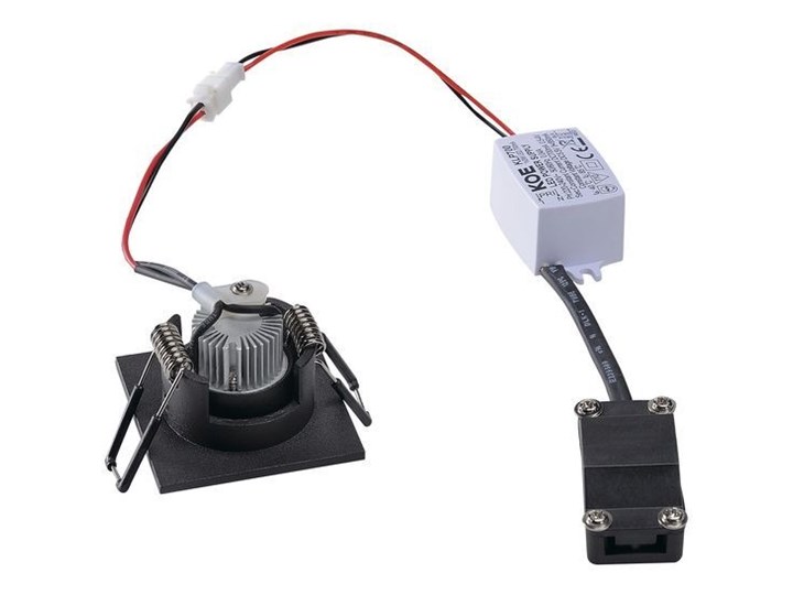 NEW TRIA MINI SET, lampa wpuszczana, dioda Power LED, 3000K, kwadratowa, czarna matowa, 30°, z zasilaczem i sprężynami zaciskowymi Oprawa wpuszczana Oprawa stropowa Okrągłe Kwadratowe Oprawa led Kolor Czarny
